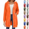 Women's Solid Color Zippered Sweatshirt Top Daily Casual Raglan Long Jacket (Without Hood Drawstring)