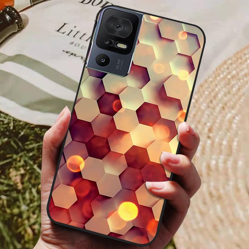 Для чехла TCL 40 SE 2023 Мягкий черный силикон ТПУ Задняя крышка телефона для TCL 40SE Защитный Чехол Бампер для TCL40SE Корпуса