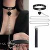Gothic Harness Women Collar Chain Choker Sexy PU Leather Chain Pendant Collar Choker Necklace Cosplay Accessories For Couples