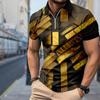 Мужская рубашка поло повседневная на молнии с коротким рукавом модная повседневная на молнии лето весна стандартный крой белая тигровая градиентная рубашка с 3D принтом