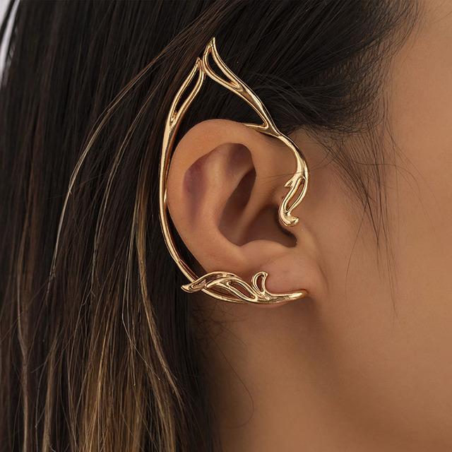 Готические серьги-клипсы в виде дракона для женщин и мужчин, винтажные серьги-клипсы в стиле панк, эльфийские серьги-каффы, трендовые модные украшения