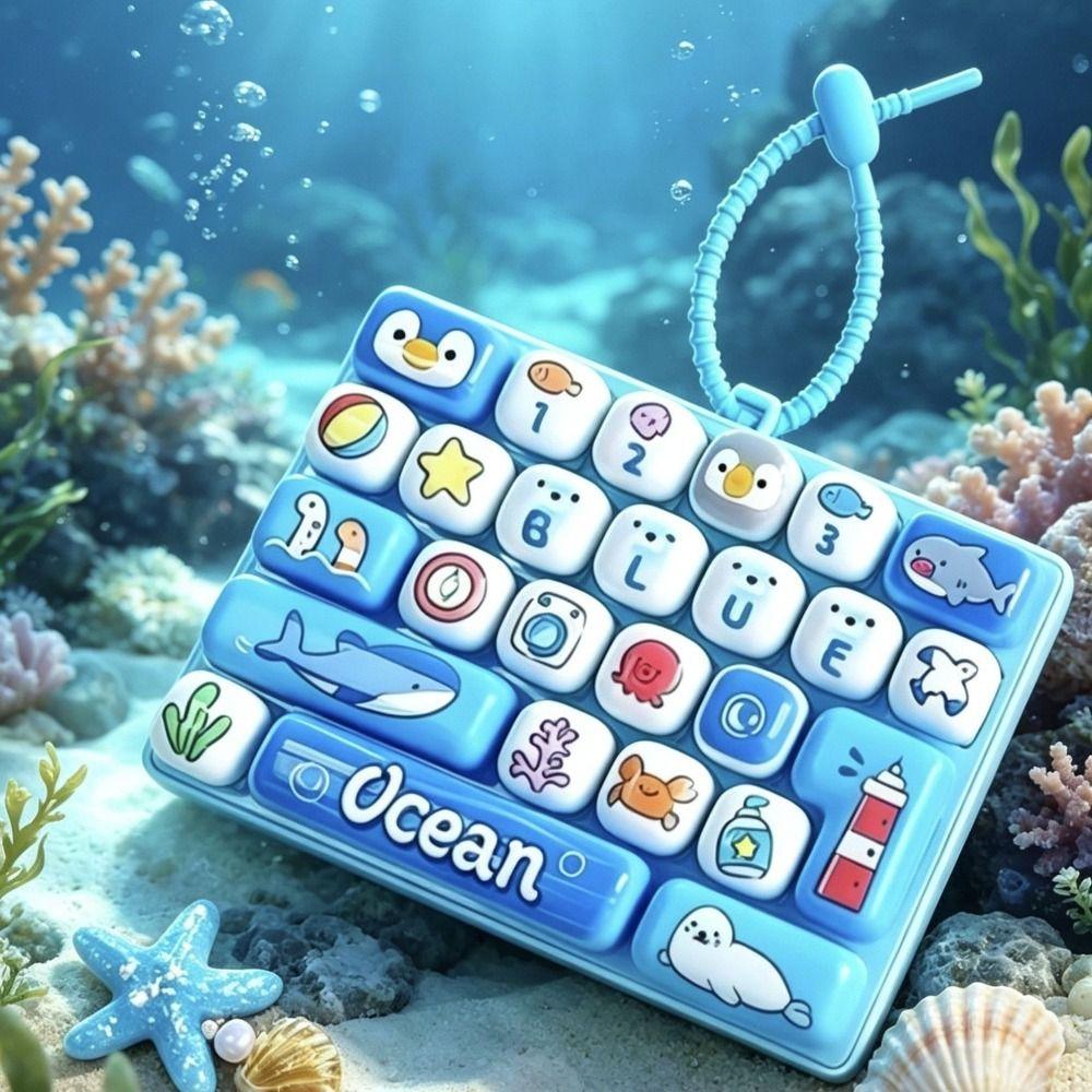 Clear Key Sounds Stress Relief Decompression Toy Keychain Keyboard Toy Press Button Toy Bag Charm