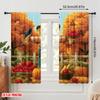 2pcs,2D Plane Printing Print Curtains Scarecrow and Autumn Harvest Durable 100% Polyester Fabric (without Rod) Decorations For