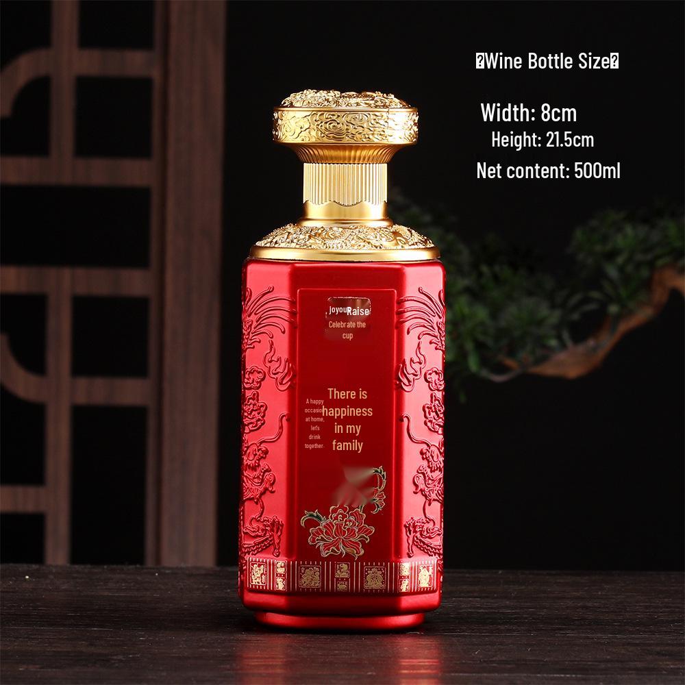 Wedding Banquet Baijiu Bottle with Cap - 500ml Sealed Homebrewed Grain Wine Bottle.