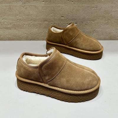 Ботильоны женские на платформе с мехом, туфли на плоской подошве из замши и хлопка, теплые зимние повседневные туфли для зимы 2024 года, удобные прогулочные ботинки для женщин