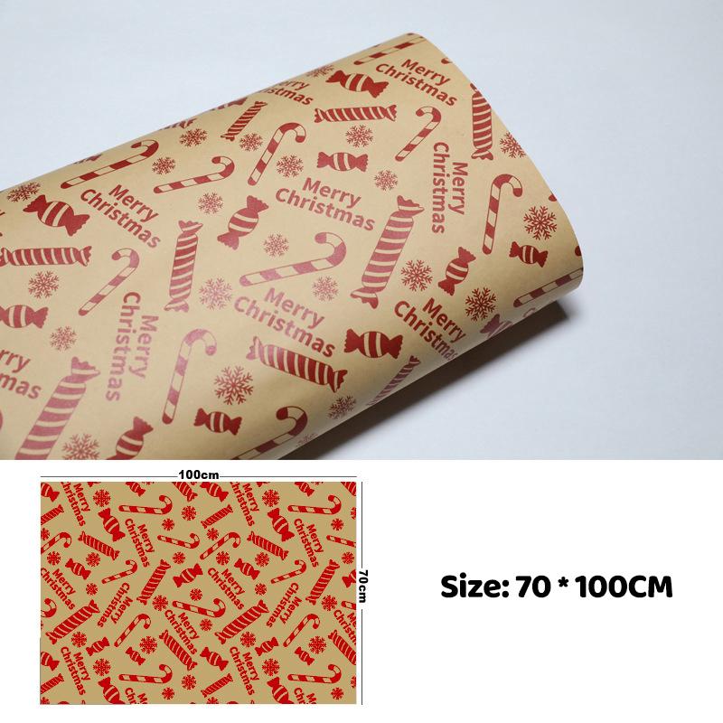 100Cm×70Cm Christmas Wrapping Paper Christmas Eve Gift Box Decoration Paper Children'S Christmas Vintage Kraft Paper