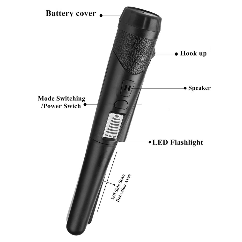 Портативный металлоискатель для приключений на открытом воздухе, ручной металлоискатель, металлоискатель, водонепроницаемый, 360° боковое сканирование, металлоискатель-стержень