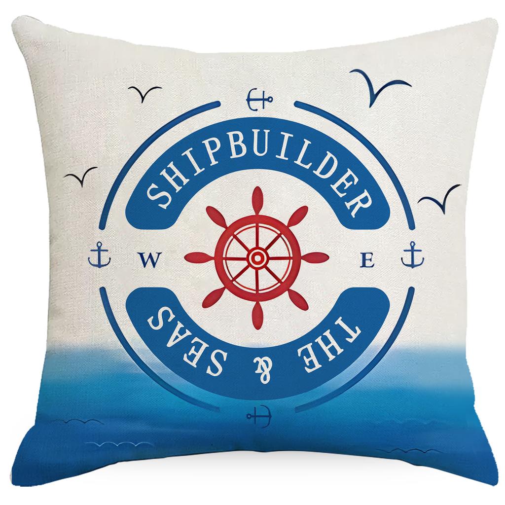 Sailor Nautical Printed Pillow Case New White Hemp Pillow Case Cushion Sofa Set Decoration