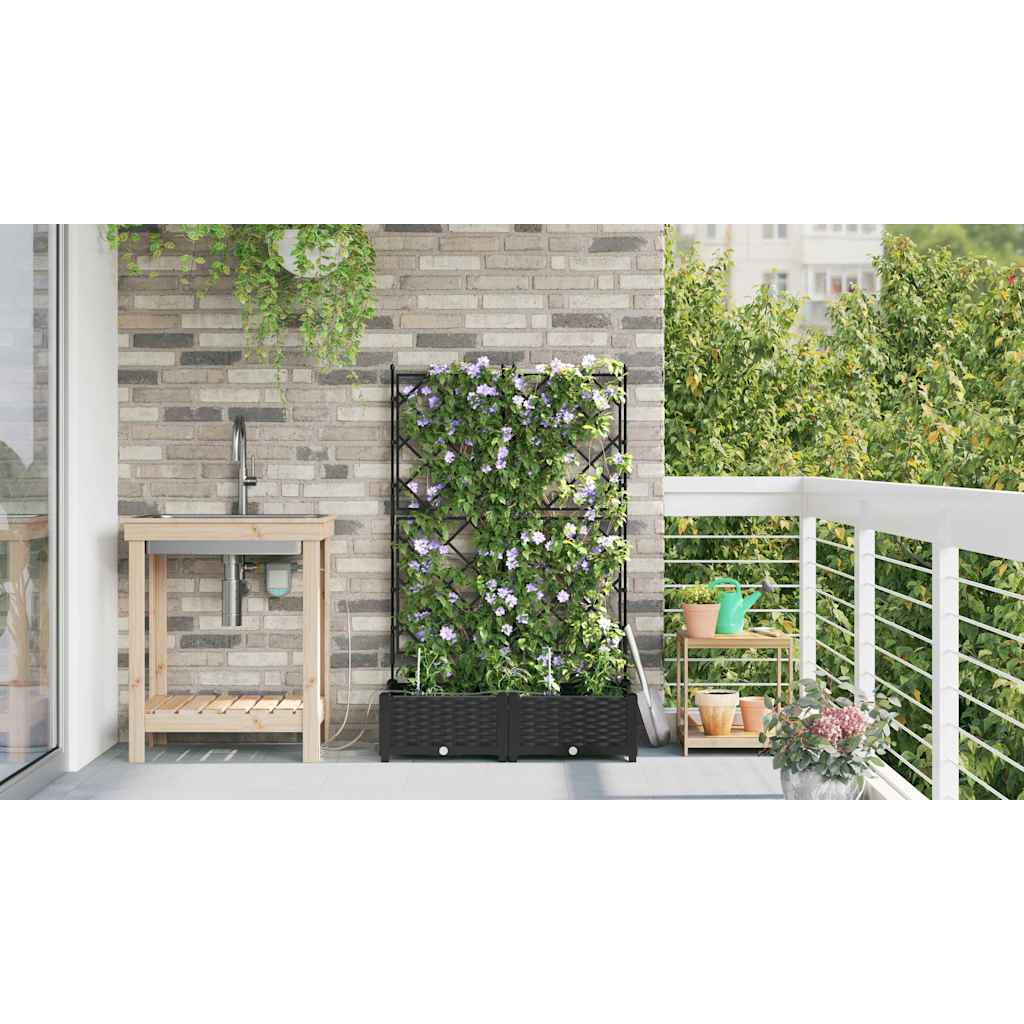 Garden Planter Set 2 pcs Black 80 x 40 x 126 cm Plastic