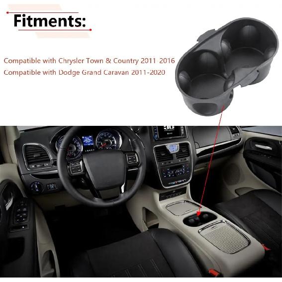 Cup Holder Insert Divider for Dodge Grand Caravan 2011-2020 Chrysler Town & Country 2011-2016 Replace 1WV70DX9AA