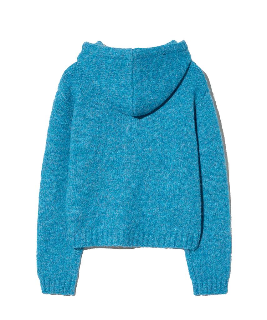 YALE Women'S Hairy Crop Knit Zip-Up Hoodie_Blue