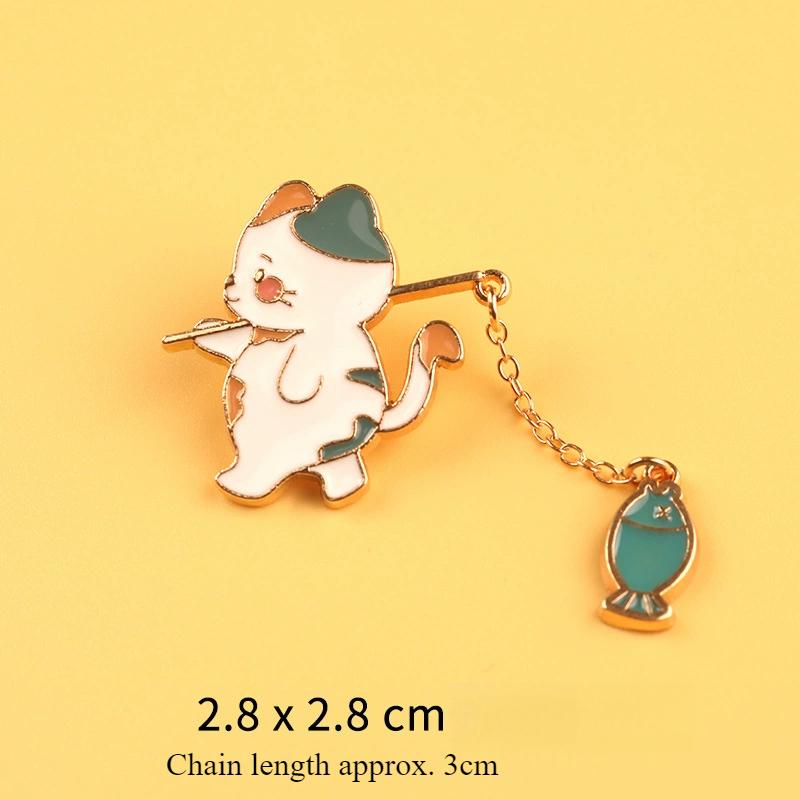 New Fashion Creative Cat Fishing Design Metal Brooch Cartoon Cute Animal Badge Pin Best Friend Gift Anime Pins Backpack Pins