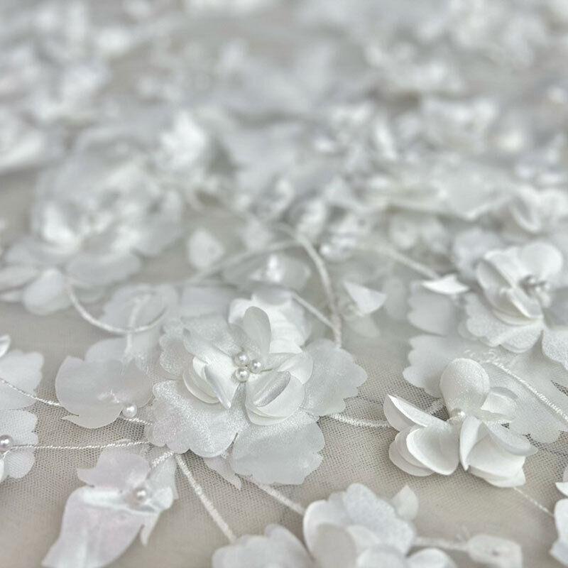 3DЦветочная Сетчатая Кружевная Ткань для Одежды Женское Свадебное Платье Вышитая Ткань DIY Шитье Платье-Халат Тюль Французская Гипюровая Африканская Кружевная