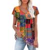 Women's Tunic Tops Elegant Casual Summer Short Sleeve Shirts Floral Loose Pleated Bohemian Tops