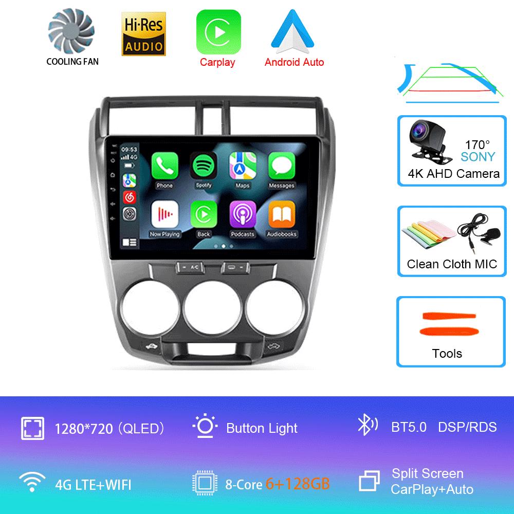 Автомобильный радиоприемник Android 14 Carplay мультимедийный проигрыватель для Honda City 2008 2009 2010 2011 2012 2013 2014 Автомагнитола Стерео 2din Головное устройство