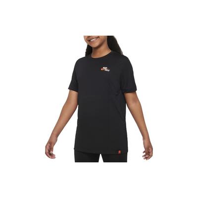Футболка с коротким рукавом и круглым вырезом с принтом логотипа Dri-FIT, детские топы, цвет черный FD3998-010