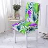 Tropical Plant Print Elastic Chair Cover Washable Green Series All Inclusive Dining Chair Cover Spandex For Restaurant Wedding