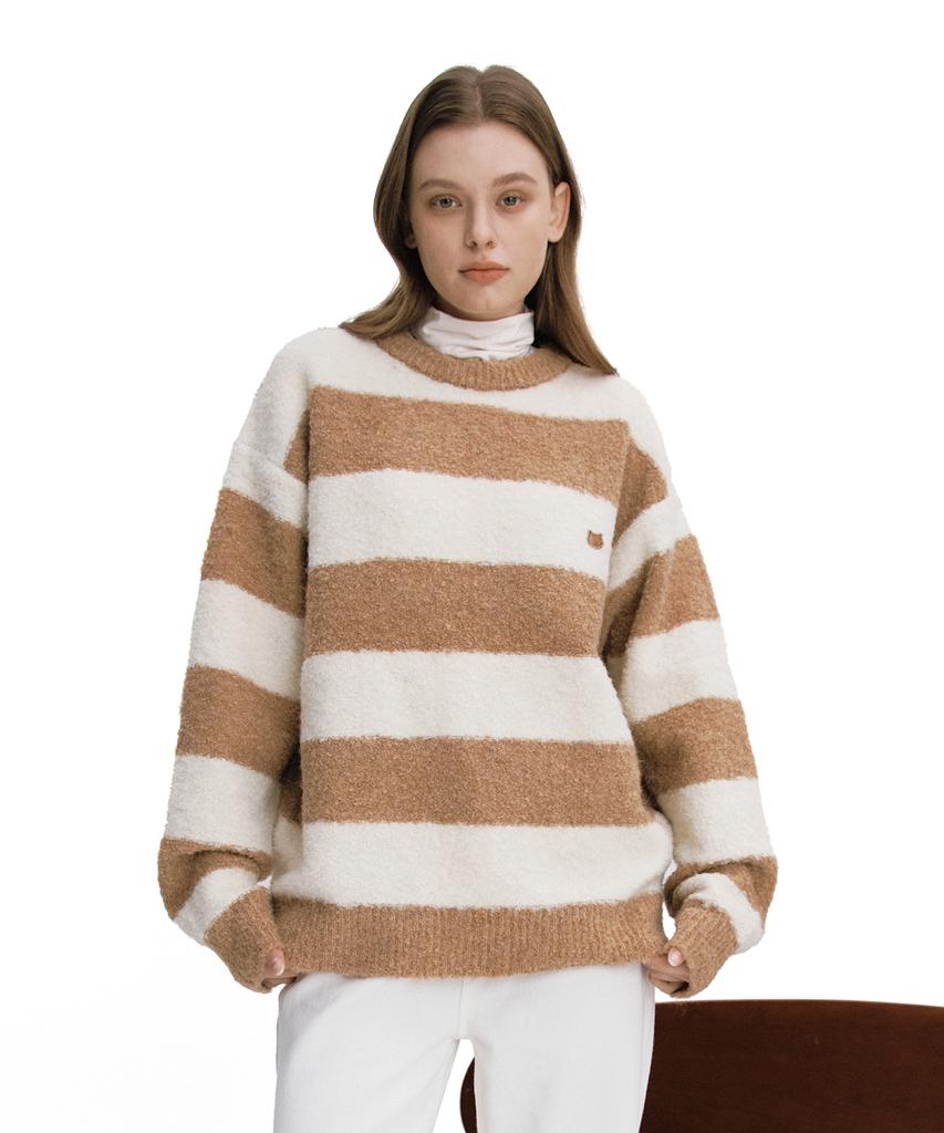 LMR Wappen Stripe Wool Boucle Pullover Knit Beige