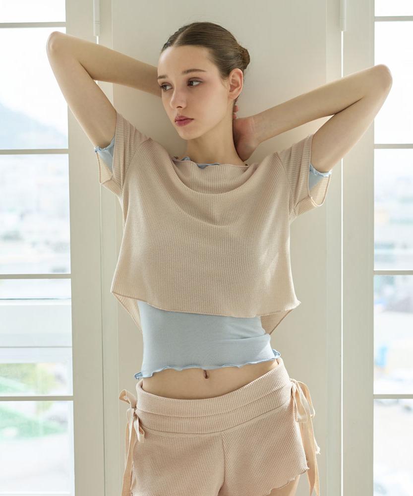 Debiweeo Укороченный топ-вафля Mellow Crop Top Devi-T0157-Бежевый