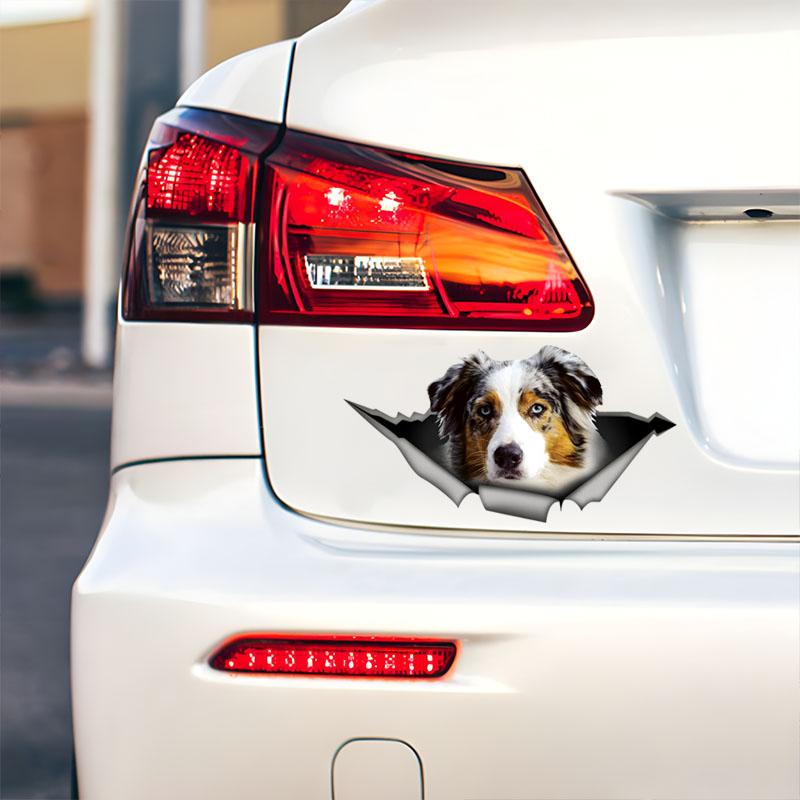 Наклейки на автомобиль для австралийской овчарки, скрытые в отверстиях, водонепроницаемые наклейки неправильной формы для украшения автомобиля