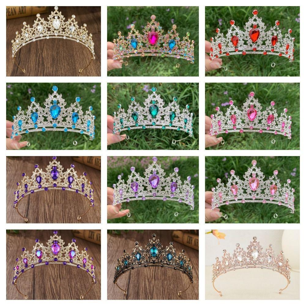 Shiny Baroque Crown Elegant Princess Rhinestone Crown Exquisite Bridal Tiara Women/Girls