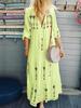 Women's Maxi Dress V-Neck Half Sleeve Multicolor Printed Long Dress Boho Dress