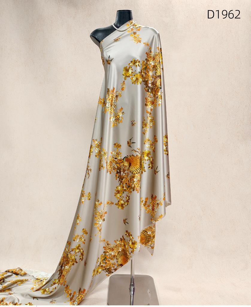 HYSK Natural Genuine Pure 100% Silk Crepe Satin Fabric Silk China Duchess Plain Brown by Meter for Dress Bedding Wedding
