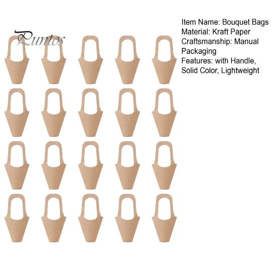 20 шт. крафт-бумажные пакеты для букетов с ручкой, подарочные пакеты для упаковки цветов, 3 размера, цветочные подарочные пакеты, конусообразные ручные цветочные пакеты своими руками для свадеб