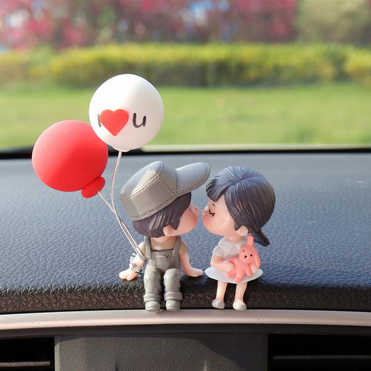 Car Decoration Cute Cartoon Couples car mirror accessories Action Figure Figurines Balloon Ornament Auto Interior Dashboard Gift