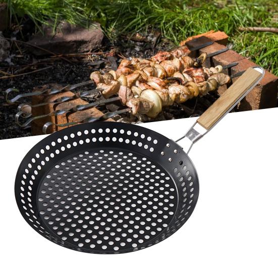 Foldable Carbon Steel Frying Pan Non-stick Creative Hollow Round Shape Flat Pan
