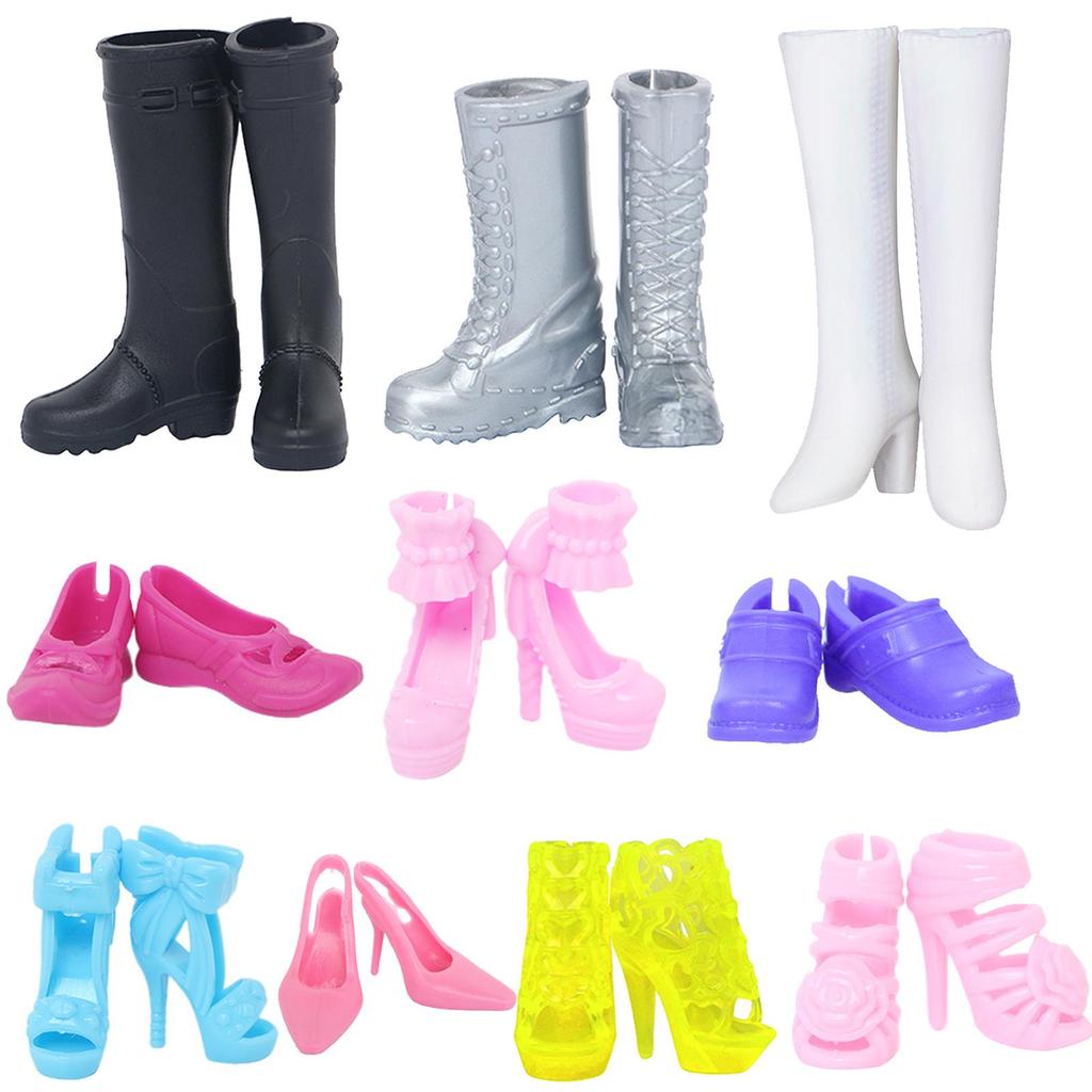 Смешанный Стиль 10 шт./Лот 11,5'' Туфли для Куклы Девочки Повседневная Обувь Спортивная Обувь Высокие Каблуки Сапоги Сандалии Разноцветные Аксессуары Игрушка для Детей Подарок