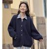 2025 New Autumn Women Sweater Knitting Basic Fashion Tops Tees Cardigan Long Sleeve Solid Shirt Loose Blue Coat