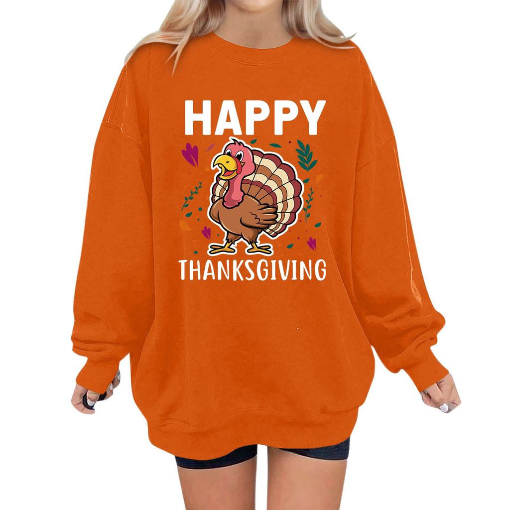 Women's Fashion Casual Long Sleeve Thanksgiving Printed Sweatshirt Top