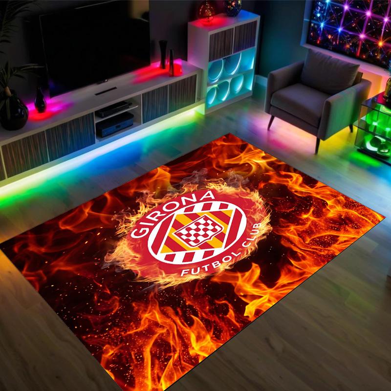 Дизайн Girona FC Кристальный Велюровый Ковер Уютный Не?Нескользящий ковер с принтом для спальни, гостиной, прихожей