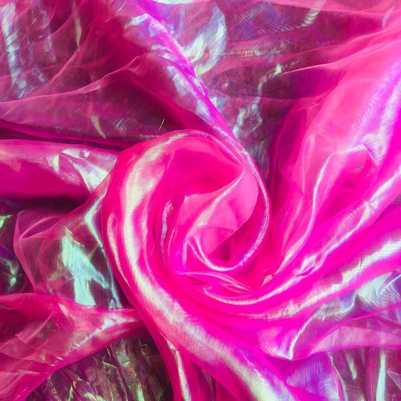 Красочная швейная сетка, флуоресцентная пряжа, органза, стеклянная пряжа, лазерная тюль, шелковый шифон