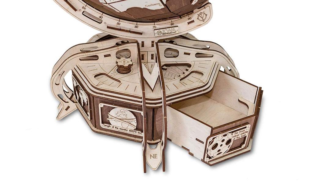 Eco Wood Art 3D Puzzle Globe Brown