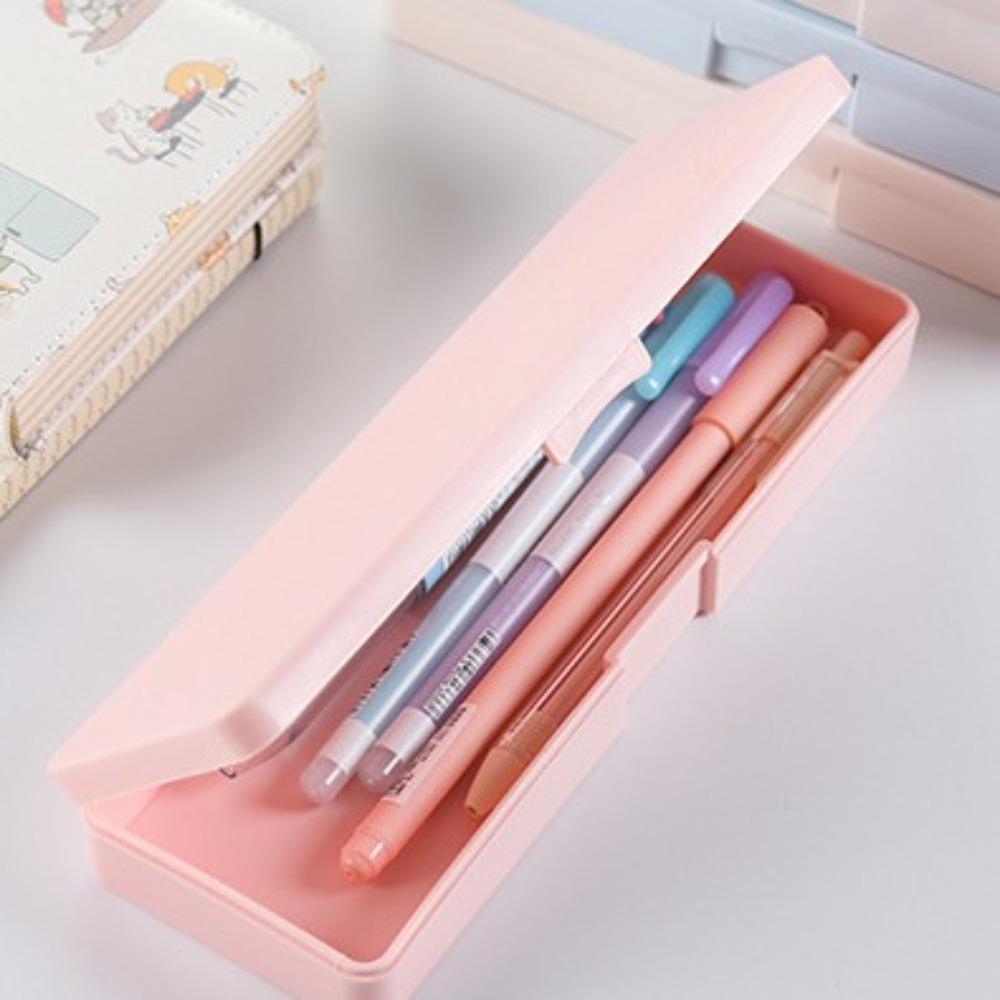 Frosted Pencil Box Plastic Stationery Storage Box School Office Supplies Pencil Case Students