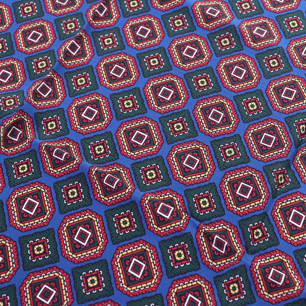 Excellent CHANEL Scarf Logo All-over Print Scarf Size 140 Blue Red Silk Women Used