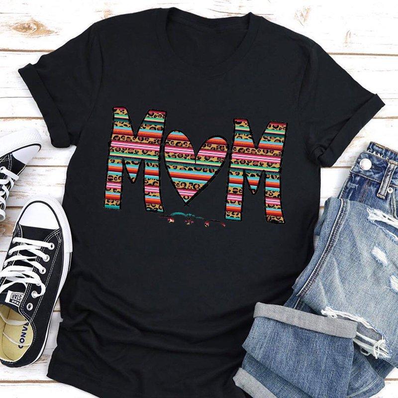 Летние женские футболки с короткими рукавами и круглым вырезом с принтом LOVE Mom из хлопка