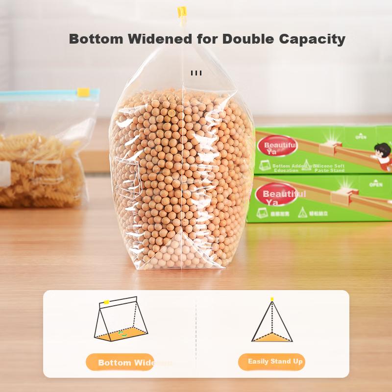 Food Storage Bags with Zipper, Large Size, 10 Pieces, Thickened Disposable Kitchen Cold Storage Fresh-Keeping Transparent Self-Sealing Bags