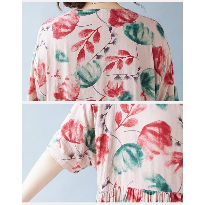 DIMANAF 2024 Летнее женское богемное свободное платье больших размеров в винтажном стиле, базовые длинные платья с цветочным принтом, новинка