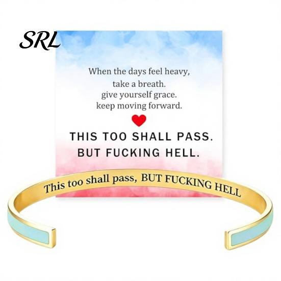 Simple Design Cuff Bracelet This Too Shall Pass Mantra Bracelet, Hidden Message Engarved Fashionable Color Bracelets Inspirational Bangle Adjustable