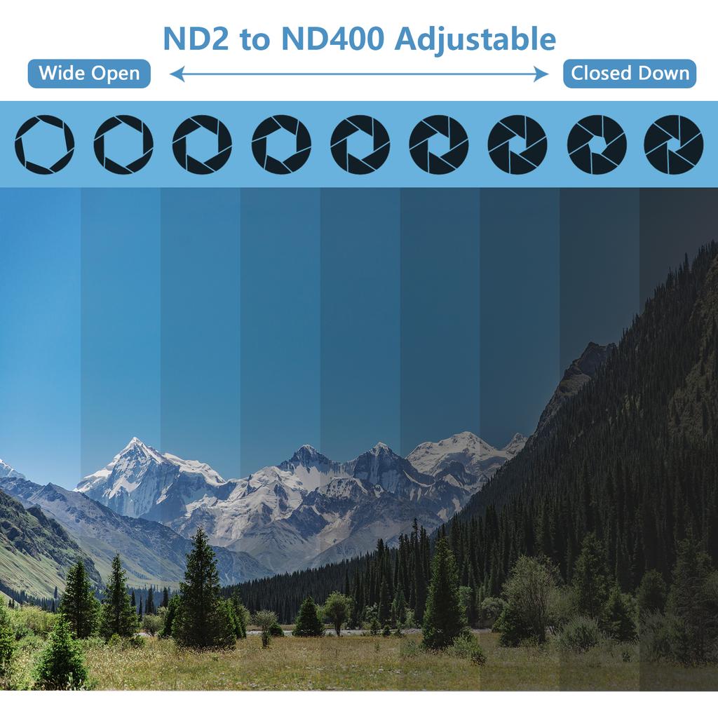 Andoer 37MM Professional Clip-on Phone Filter Lens ND2-400 Adjustable Neutral Density Filter with