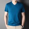 Летняя мужская футболка с короткими рукавами для мужчин среднего возраста, повседневная футболка с V-образным вырезом и короткими рукавами, модная, сочетающаяся с нижним и верхним частями