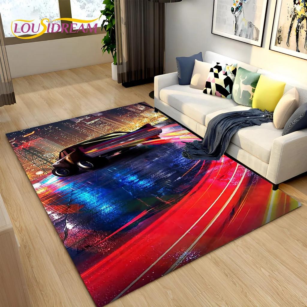 3D гоночный спортивный автомобиль, мягкий коврик, большой ковер, коврик для дома, гостиной, спальни, дивана, коврик для двери, декор для детских игр, нескользящий напольный коврик