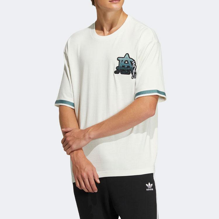 adidas Футболка с круглым вырезом и коротким рукавом с логотипом, унисекс, топы белого цвета HS2016