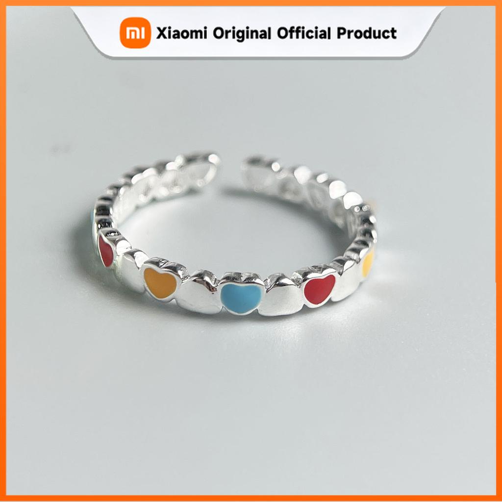 Xiaomi 925 Sterling Silver Rings for Women Couple Minimalist Colorful Heart Ring Fine CZ Jewelry Birthday Gift Prevent Allergy