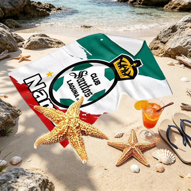 Custom Name Personalized Club Santos Laguna Print Beach Towel, for Trip Camping Beach Party Home Decor, Birthday Gift for Family & Friends