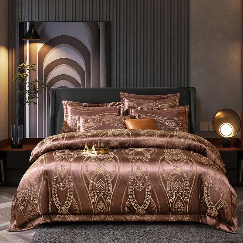 Европейский Хлопковый Сатин Жаккард 4-Предметный Комплект Постельного Белья, Дружелюбный к Коже