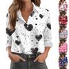 Женская рубашка-блузка с принтом и пуговицами, длинный рукав, повседневный базовый рубашечный воротник, обычный топ